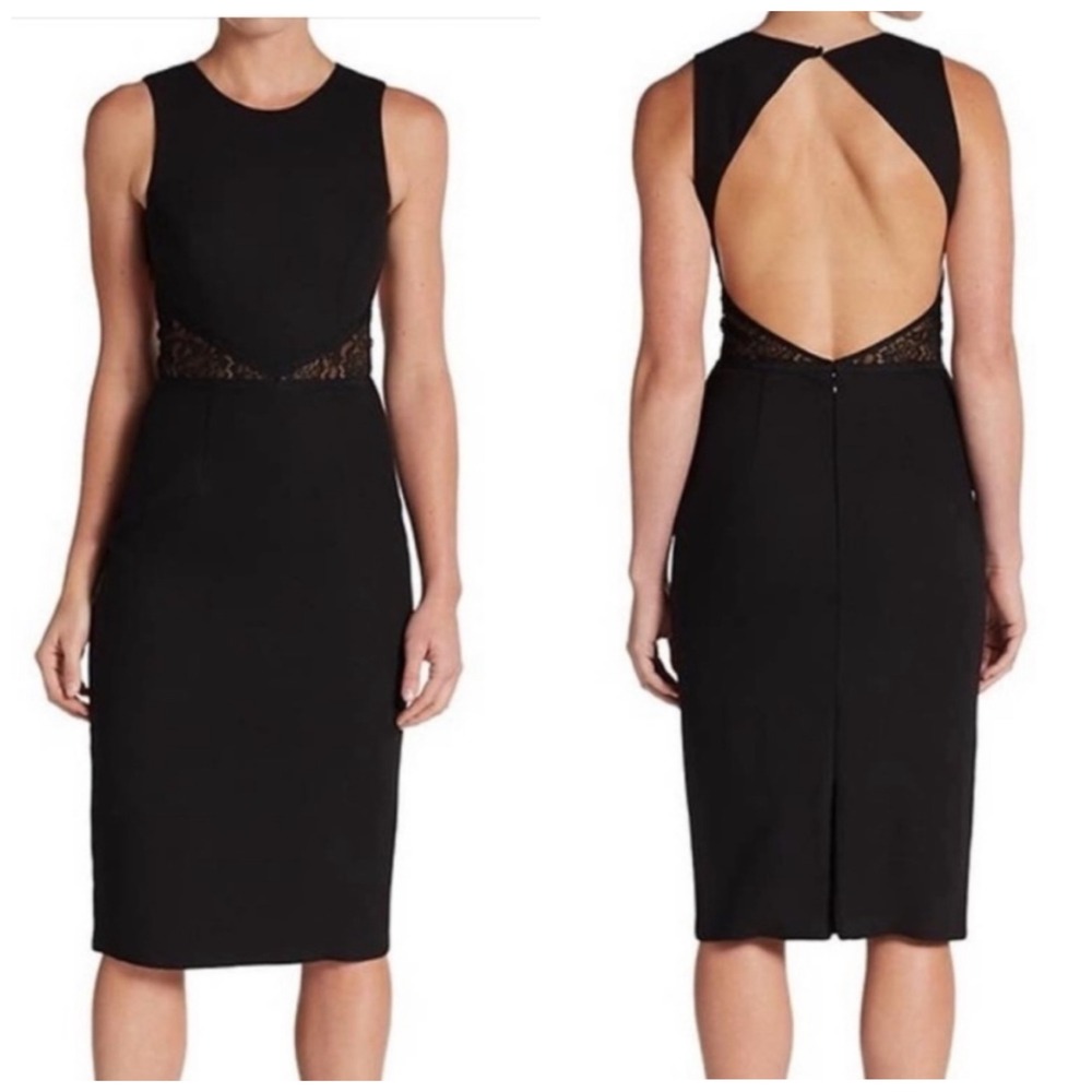 Nha Khanh Black Lace Cutout Open Back Sheath Dress Size 0 Sleeveless LBD